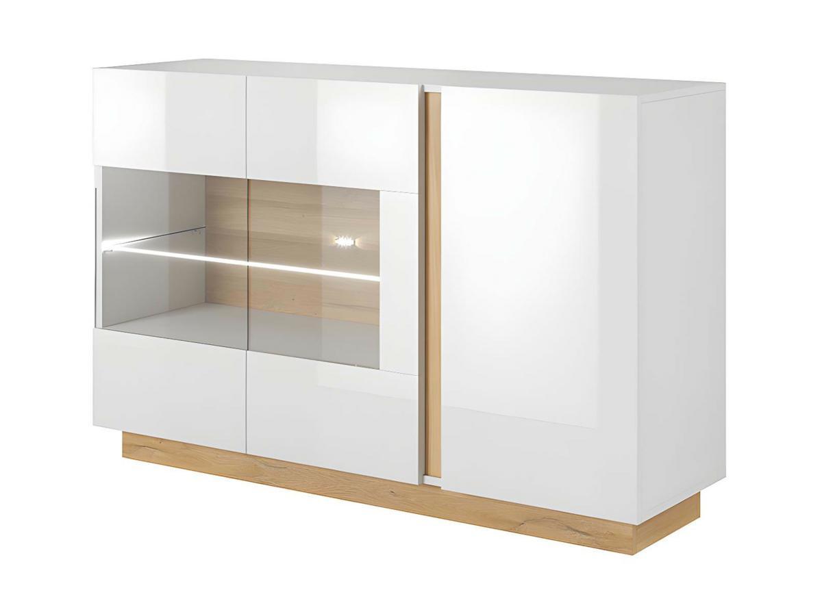 Vente-unique Sideboard MURARI 3 Türen Mit LEDs Hochglanz Eiche  