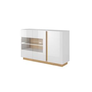 Vente-unique Credenza 3 ante con LED Bianco brillante e Rovere MURARI  