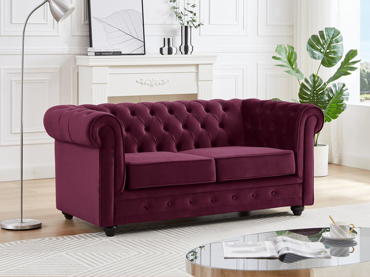 Vente-unique Sofa 2-Sitzer - Samt - Purpur - CHESTERFIELD  