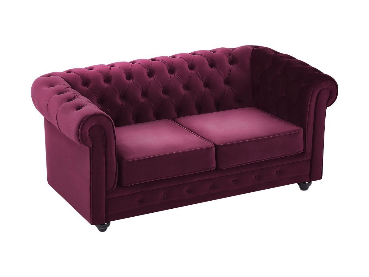 Vente-unique Sofa 2-Sitzer - Samt - Purpur - CHESTERFIELD  