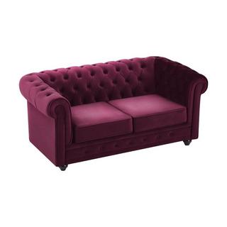 Vente-unique Sofa 2-Sitzer - Samt - Purpur - CHESTERFIELD  