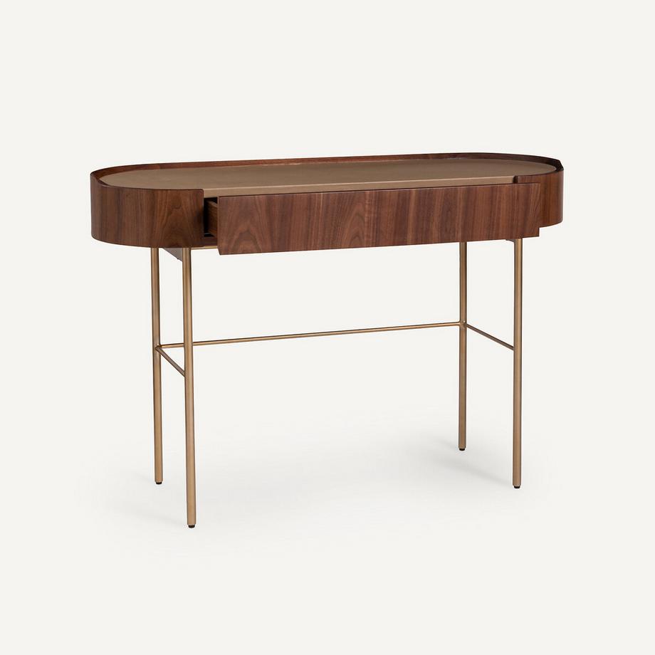 AM.PM Konsolenschreibtisch mit Walnussfurnier und Leder  