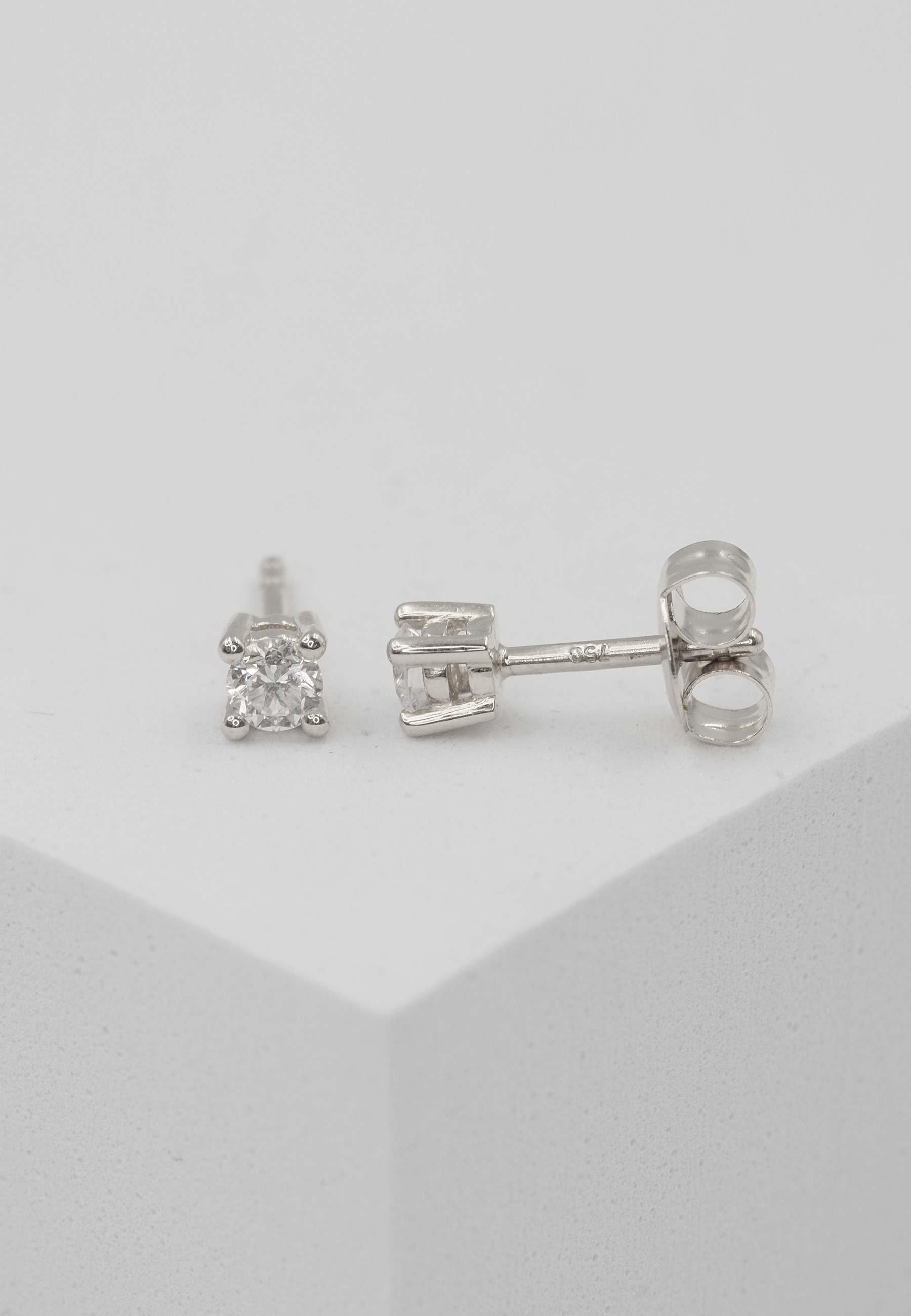 MUAU Schmuck  Clous d'oreilles solitaire 4 poignées en or blanc 750 diamants 0,20ct. 4mm 