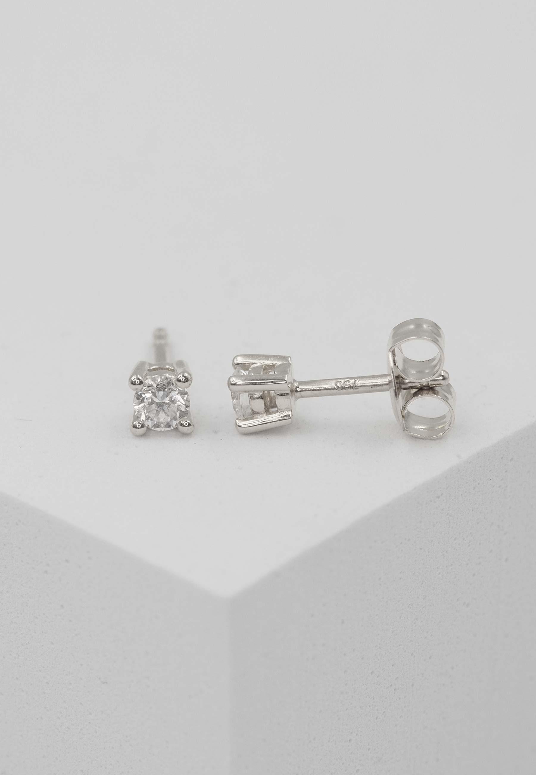 MUAU Schmuck  Solitär Ohrstecker 4-Griff-Fassung Weissgold 750 Brillanten 0.20ct. 4mm 