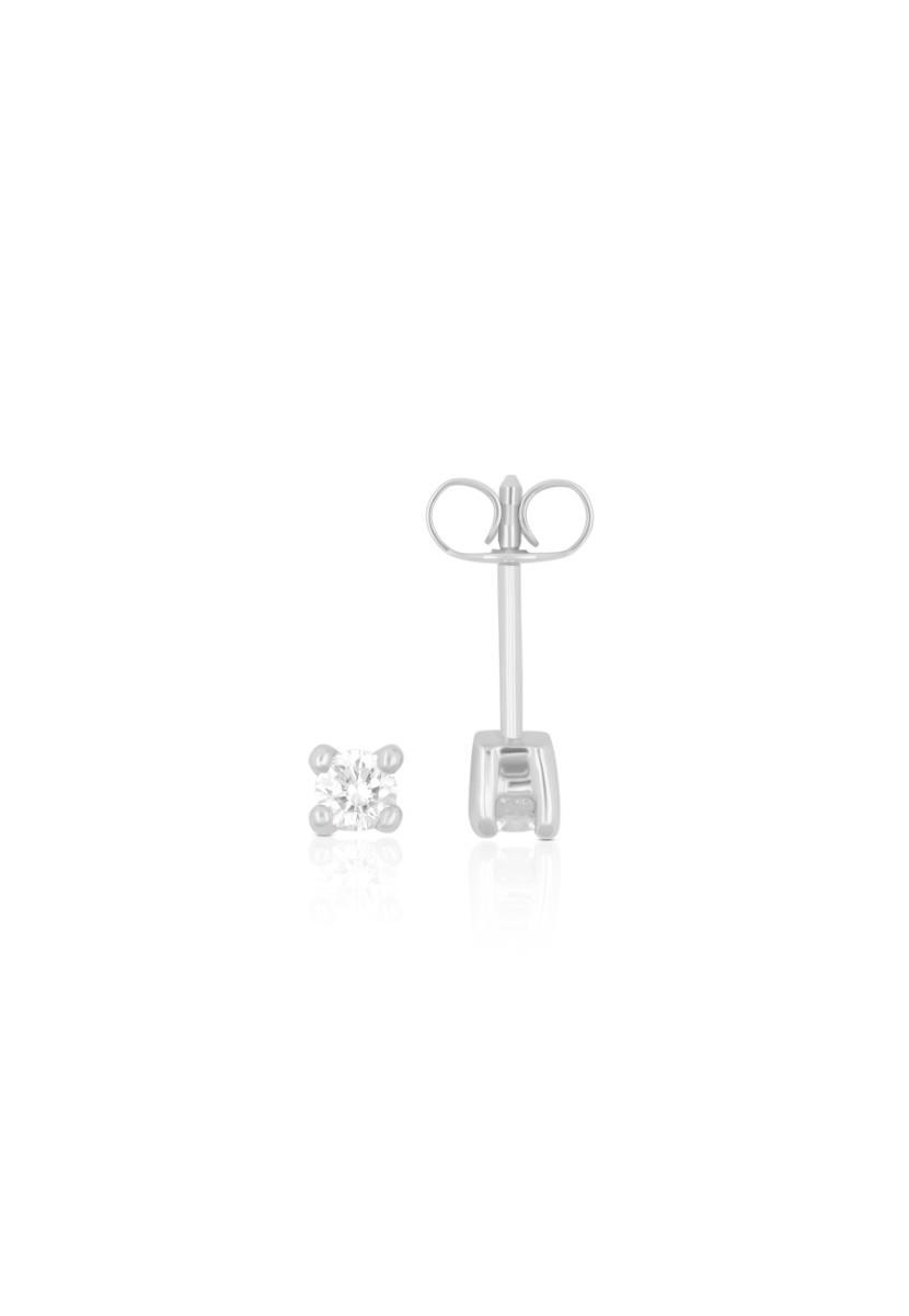 MUAU Schmuck  Clous d'oreilles solitaire 4 poignées en or blanc 750 diamants 0,20ct. 4mm 