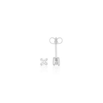 Clous d'oreilles solitaire 4 poignées en or blanc 750 diamants 0,20ct. 4mm