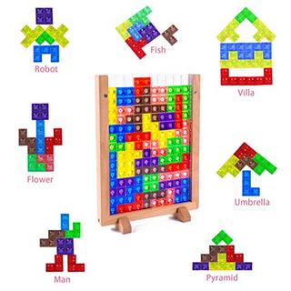 Activity-board  Jouet cérébral transparent en 3D, jeu de puzzle Tetris, jouet cérébral en blocs colorés intelligents 