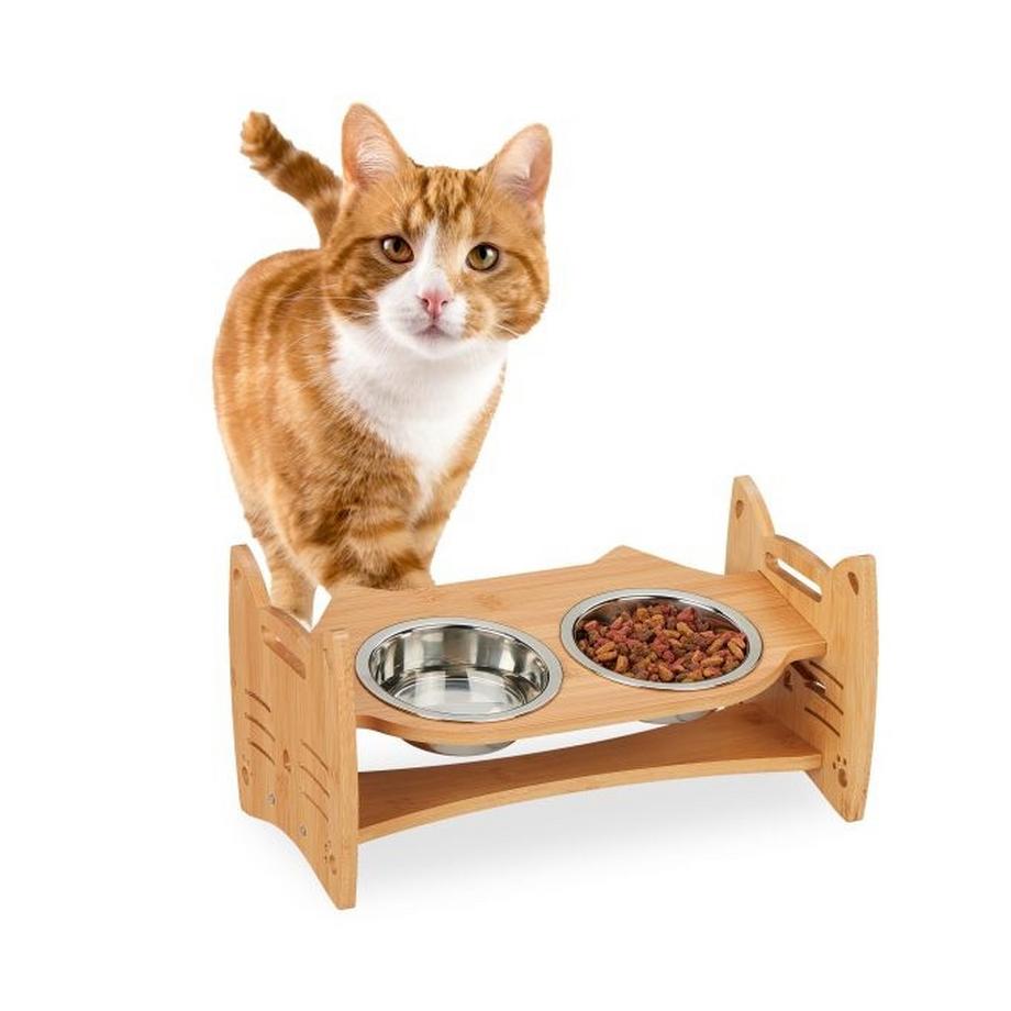 Stazione di alimentazione regolabile in altezza per gatti