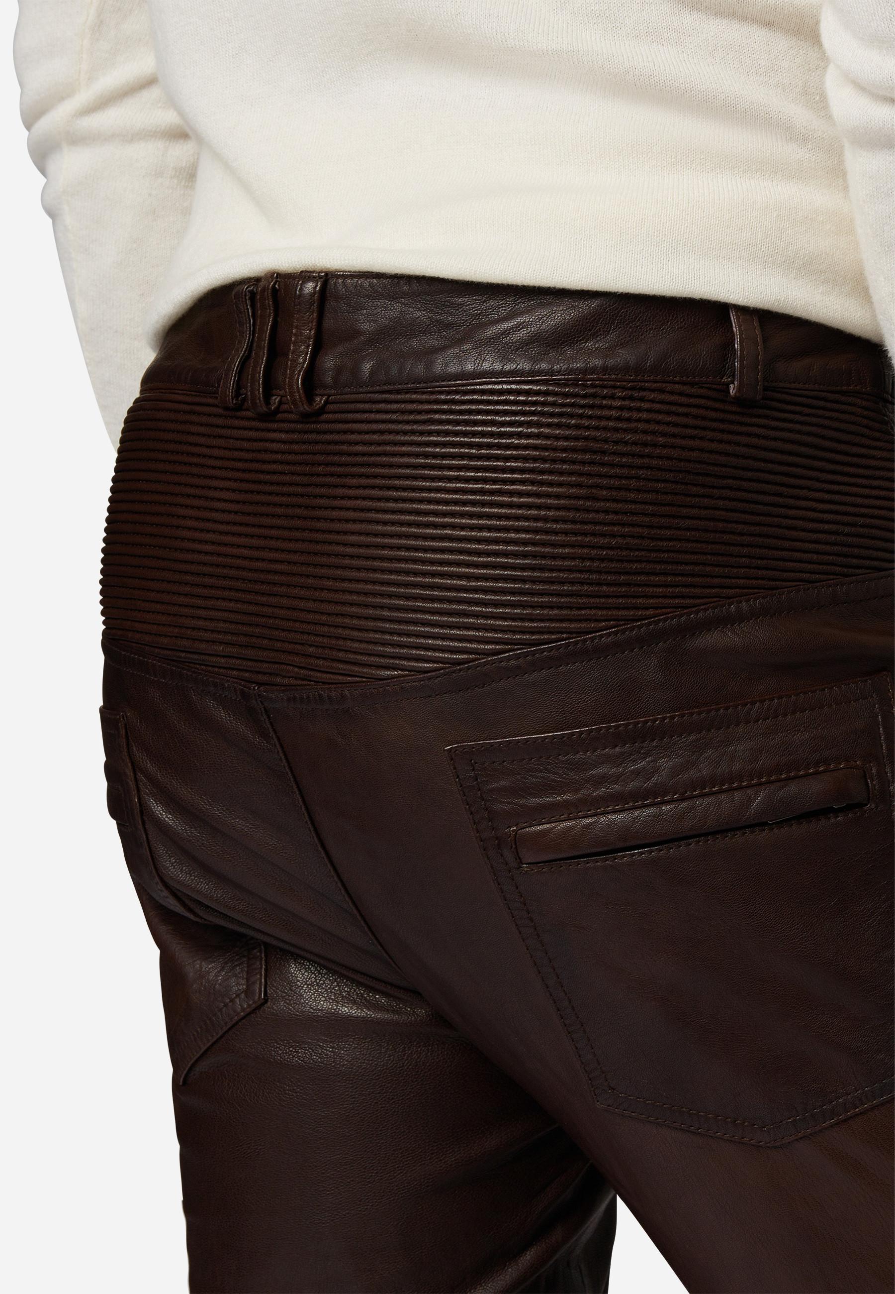 RICANO  Lederhose Franklin, Im klassischem 5-Pocket-Stil mit Bikerapplikationen 