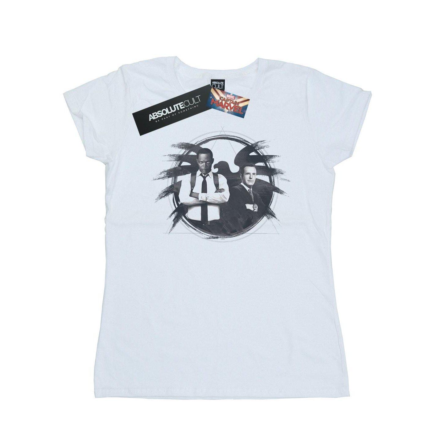 Image of Captain Nick Fury And Agent Coulson Tshirt Damen Weiss L