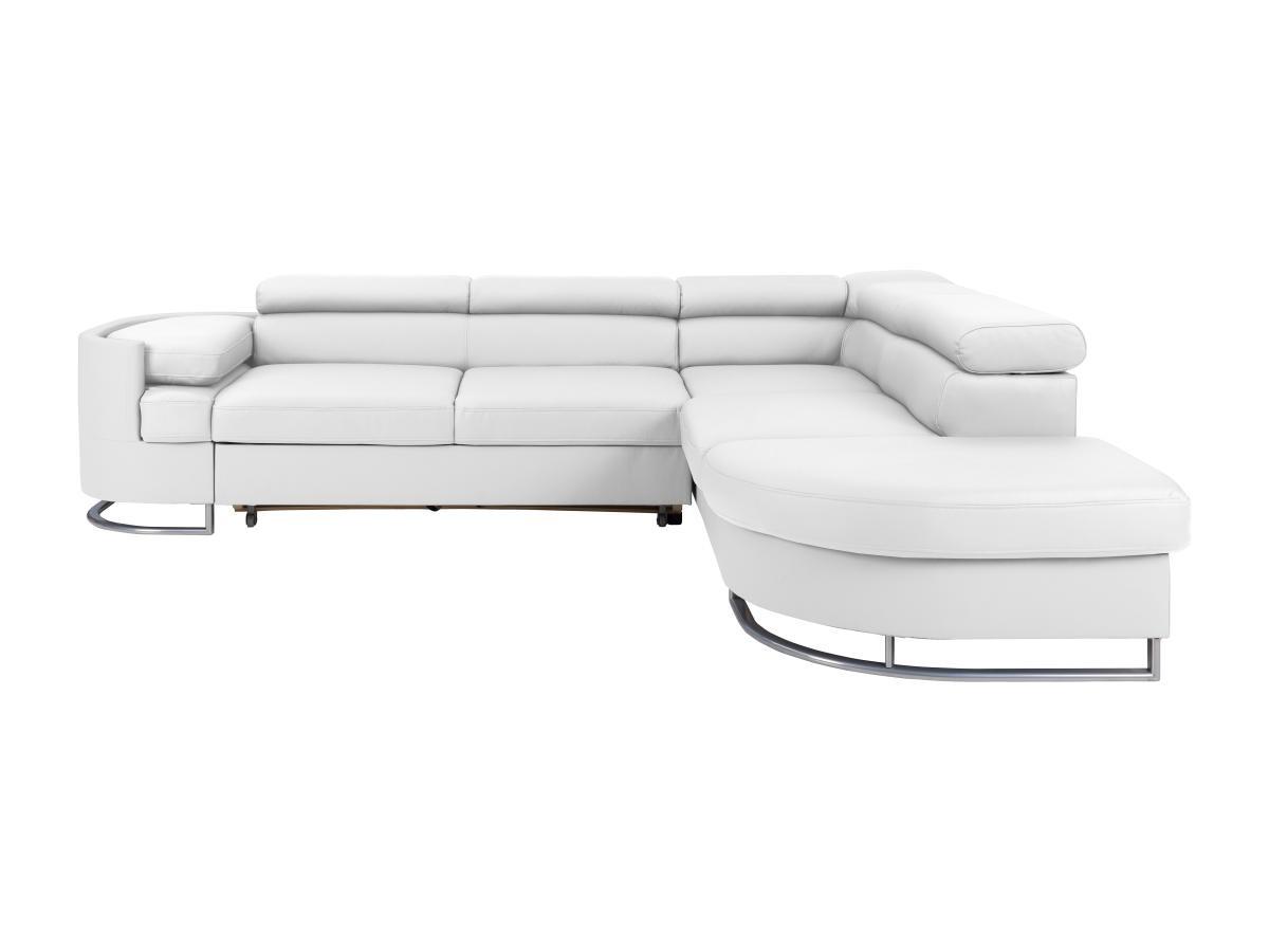 Vente-unique Canapé d'angle droit convertible en simili blanc MYSEN II  