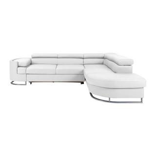 Vente-unique Canapé d'angle droit convertible en simili blanc MYSEN II  