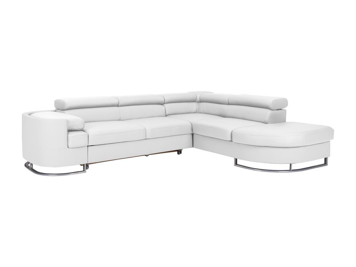 Vente-unique Canapé d'angle droit convertible en simili blanc MYSEN II  