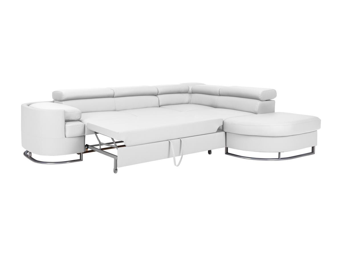 Vente-unique Canapé d'angle droit convertible en simili blanc MYSEN II  