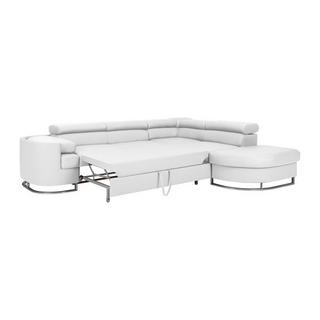 Vente-unique Canapé d'angle droit convertible en simili blanc MYSEN II  