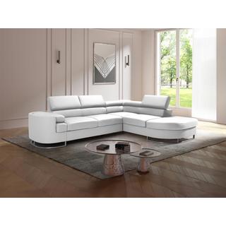 Vente-unique Canapé d'angle droit convertible en simili blanc MYSEN II  