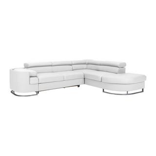 Vente-unique Canapé d'angle droit convertible en simili blanc MYSEN II  