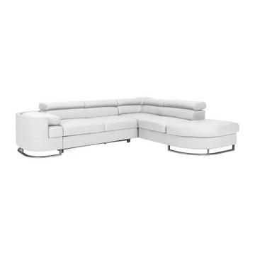 Canapé d'angle droit convertible en simili blanc MYSEN II