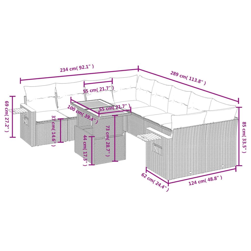 VidaXL set divano da giardino Polirattan  