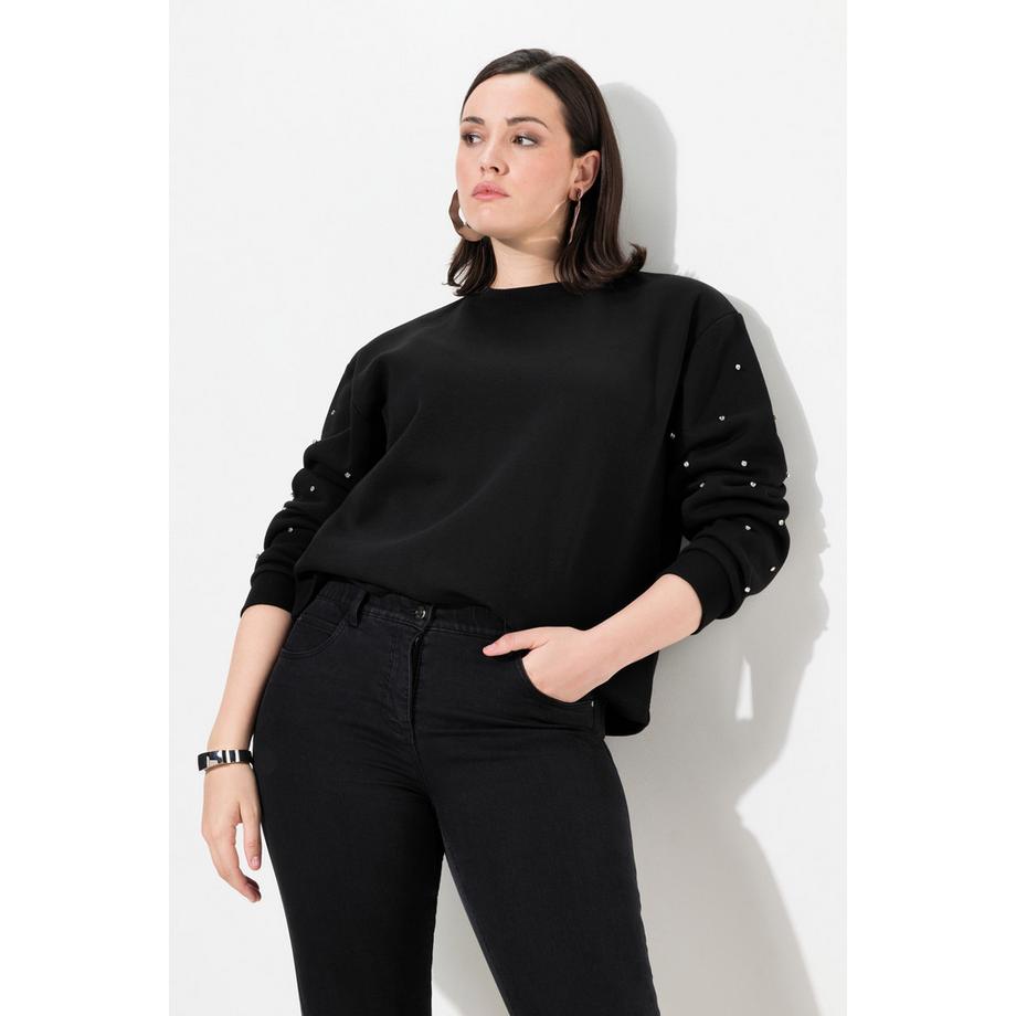 Ulla Popken Felpa oversize girocollo maniche lunghe con applicazioni  