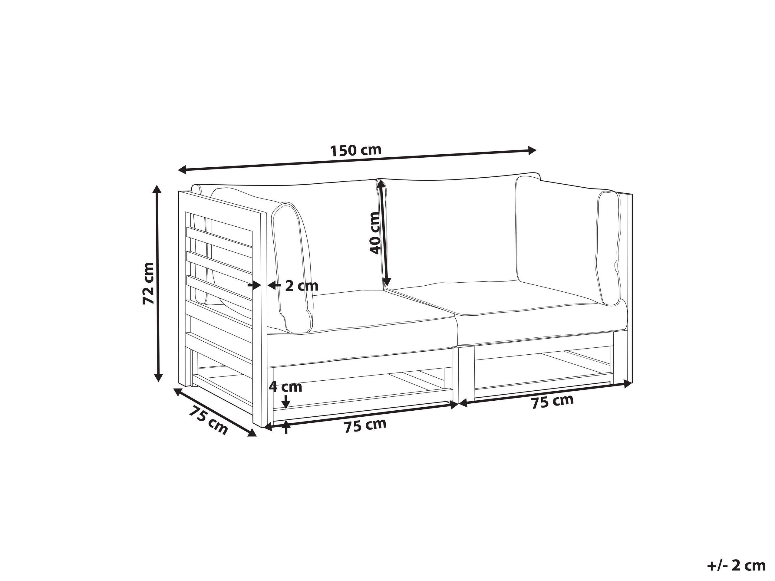 Beliani 2 Sitzer Sofa aus Akazienholz Modern TRANI  