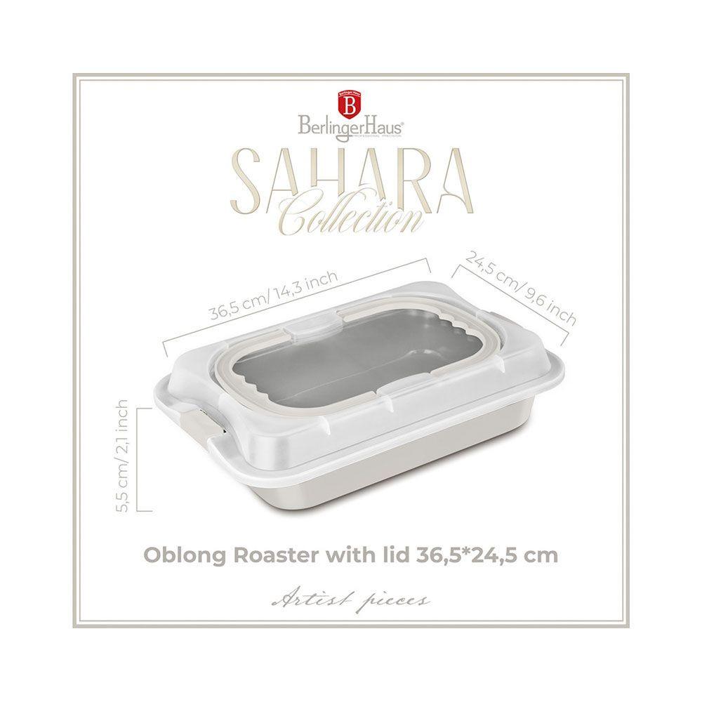 Berlinger länglicher Bräter mit Deckel matt cream Sahara Collection  