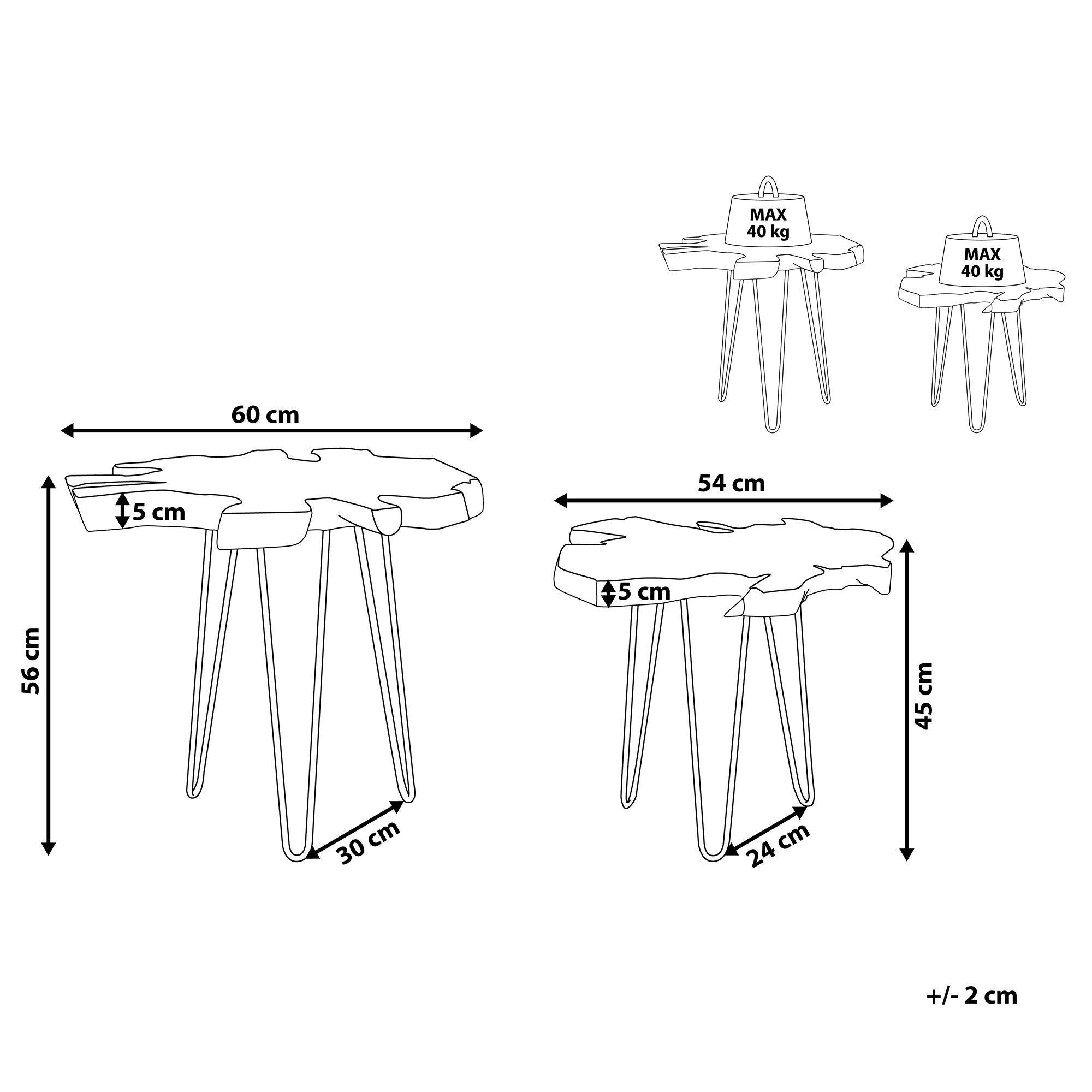 Beliani Tisch Set aus Teakholz Industriell CAMROSE  