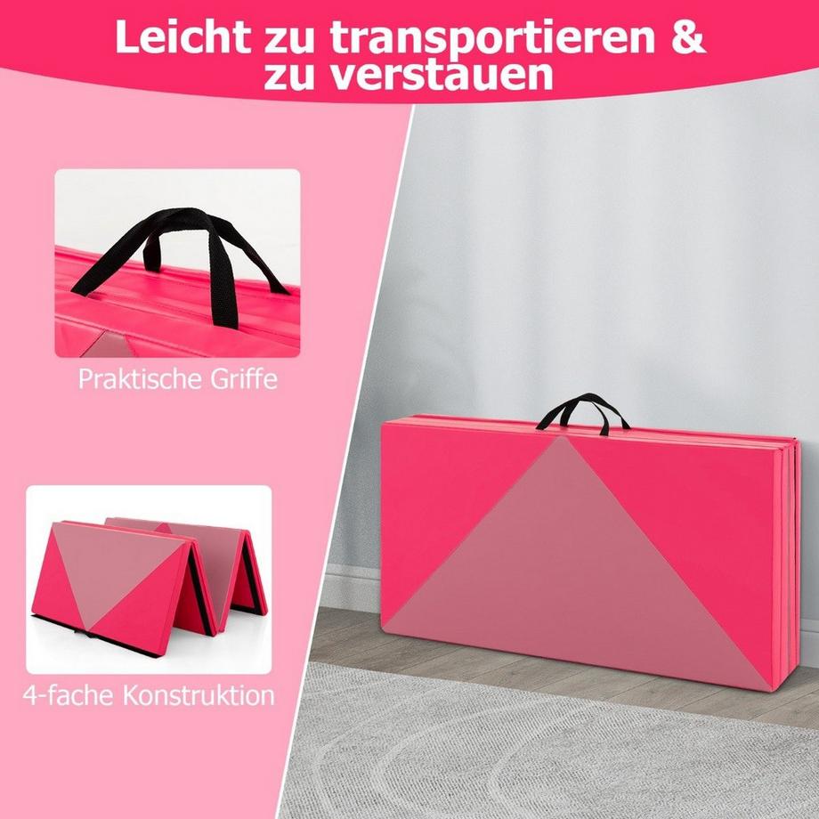 Northix  Tapis de sol souple pliable, tapis de gymnastique portable, tapis de yoga, 240 x 117 x 5 cm, rose 