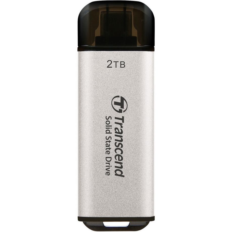 Transcend  Tragbare Mini-SSD ESD300C USB-C 2 TB 10 Gbit/s (R1050/W950 Mbit/s) Silber 