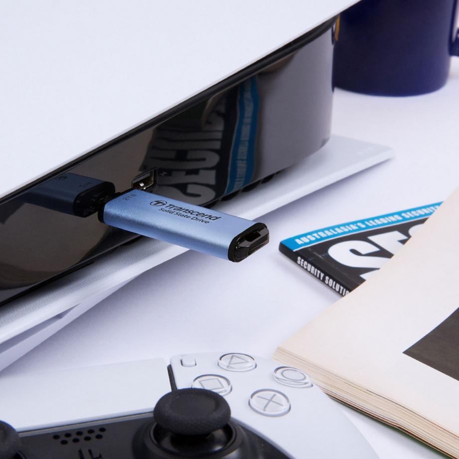 Transcend  Tragbare Mini-SSD ESD300C USB-C 2 TB 10 Gbit/s (R1050/W950 Mbit/s) Silber 