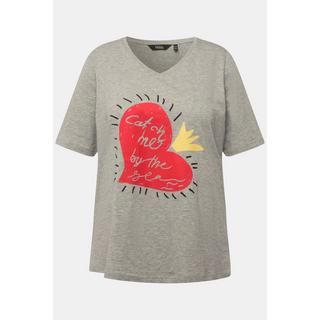 Ulla Popken  T-shirt classica con cuore, scollo a V e mezze maniche 