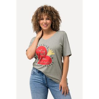 Ulla Popken  T-shirt classica con cuore, scollo a V e mezze maniche 