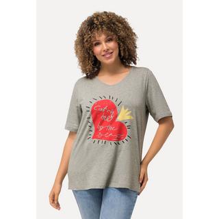 Ulla Popken  T-shirt classica con cuore, scollo a V e mezze maniche 