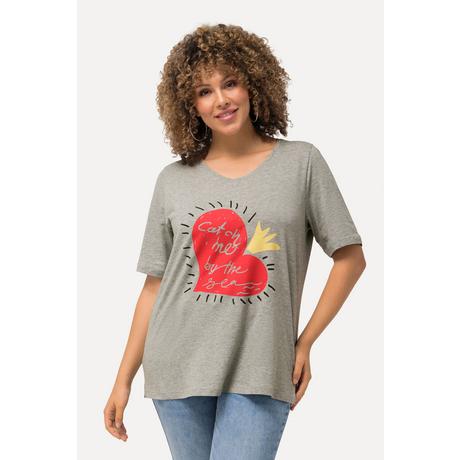 Ulla Popken  T-shirt classica con cuore, scollo a V e mezze maniche 