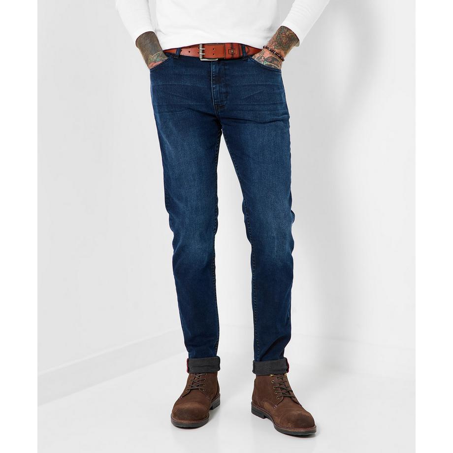 Indigo-Jeans mit Tapered Fit
