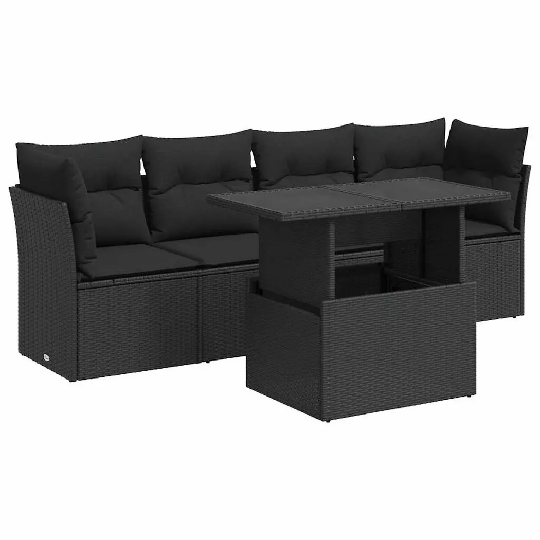 VidaXL - Gartensofa set poly-rattan, One Size, Schwarz