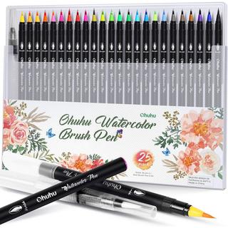 Ohuhu  Pinceaux aquarelle (base aqueuse, double face) - 24 couleurs 