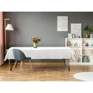 Vente-unique Tovaglia 170 x 250 cm in Cotone e Lino con bordo Nero Bianco sporco - BORINA  