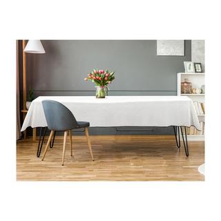 Vente-unique Tovaglia 170 x 250 cm in Cotone e Lino con bordo Nero Bianco sporco - BORINA  