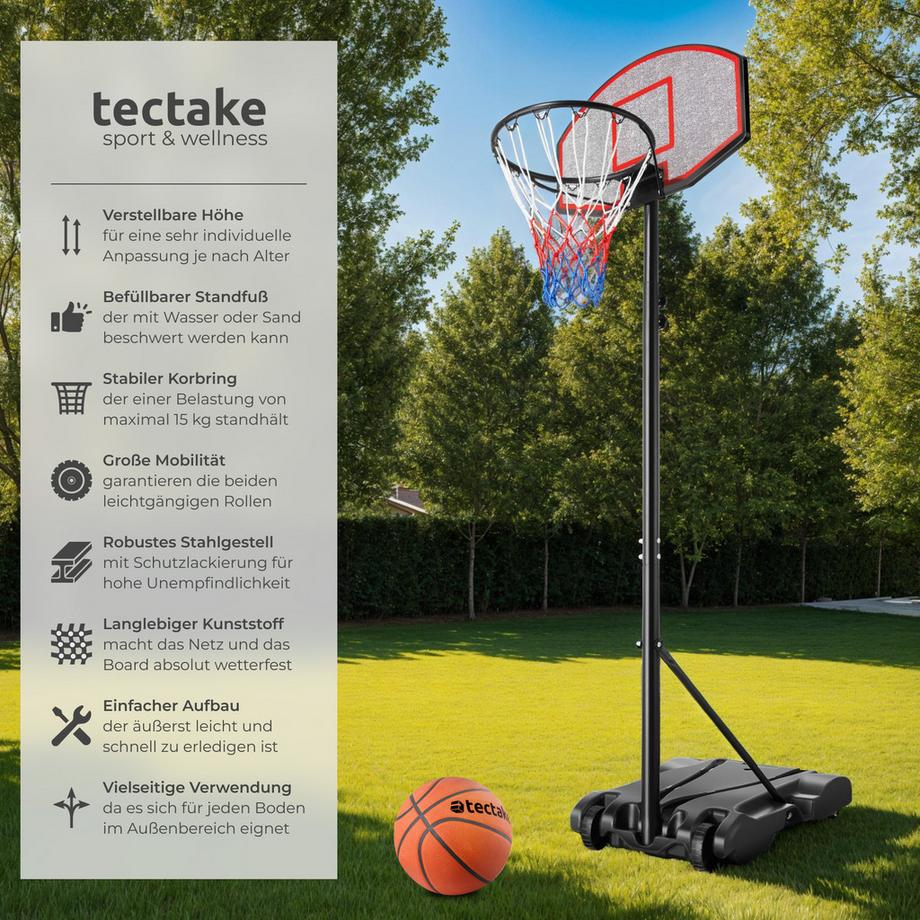 Tectake  Canestro da basket Harlem autoportante, con tabellone e base 