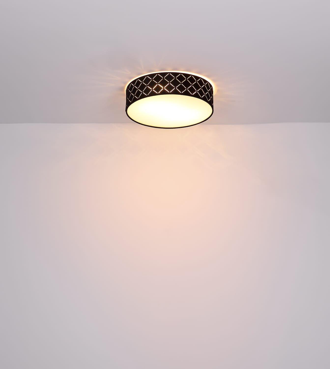 mutoni Plafonnier Varios métal blanc noir 2xE27 LED 38x38x10  