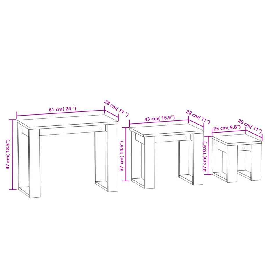 VidaXL Table gigogne bois d'ingénierie  