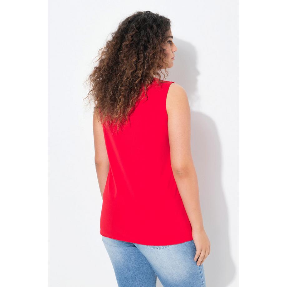 Ulla Popken Ripptop Wellenkanten Slim Fit ärmellos V-Ausschnitt  