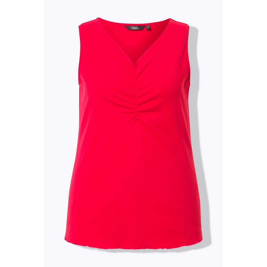 Ulla Popken Ripptop Wellenkanten Slim Fit ärmellos V-Ausschnitt  