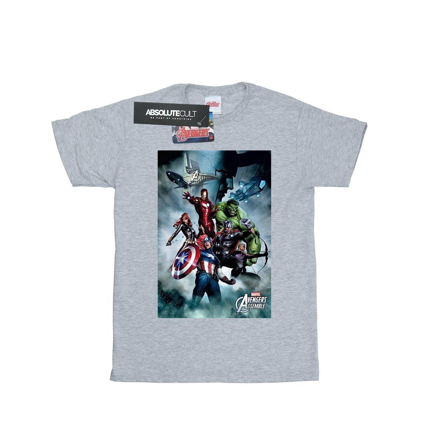 Image of Avengers Assemble Team Montage Tshirt Herren Grau L