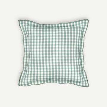 Housse de coussin vichy coton lin