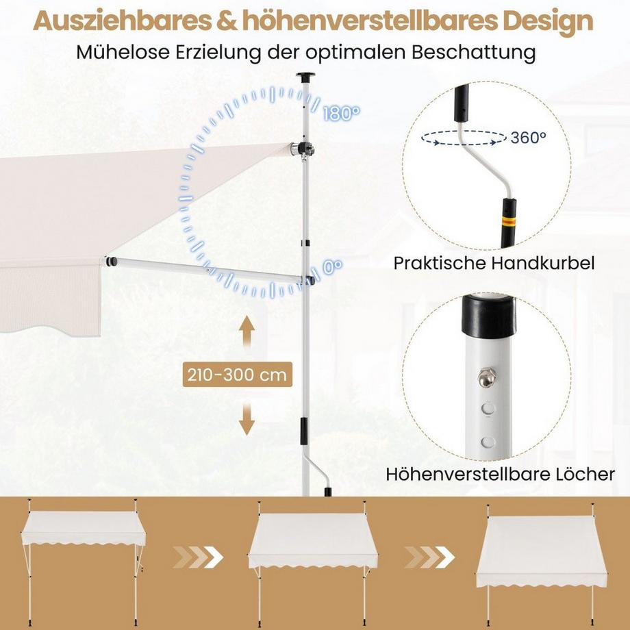 Northix Einziehbare Markise mit Kurbel  