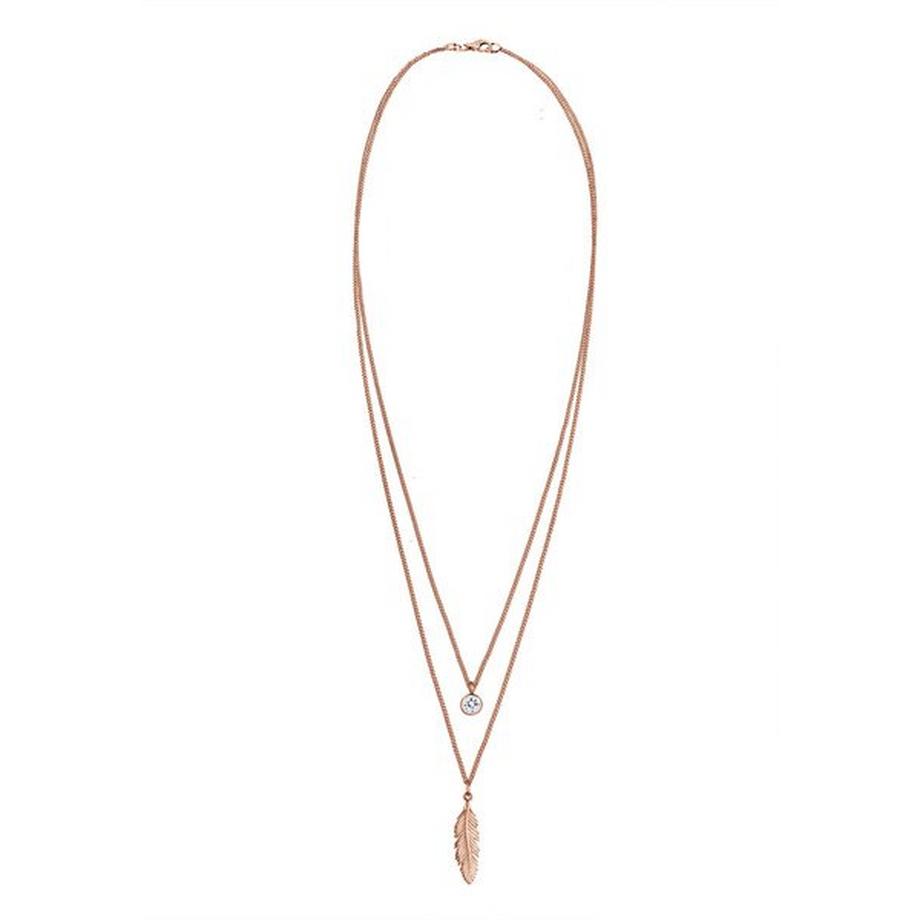 Elli  Halskette Layer-Design Feder Kristall 