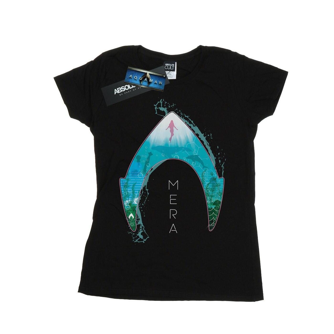 Image of Aquaman Mera Ocean Logo Tshirt Damen Schwarz XXL