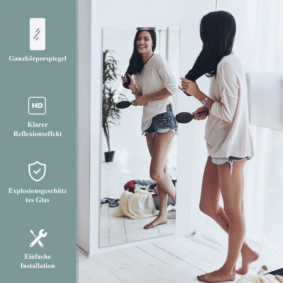 Northix Rechteckiger Wand-/Ganzkörperspiegel in Voller Länge mit abgeschrägter Kante 110 x 38 cm  